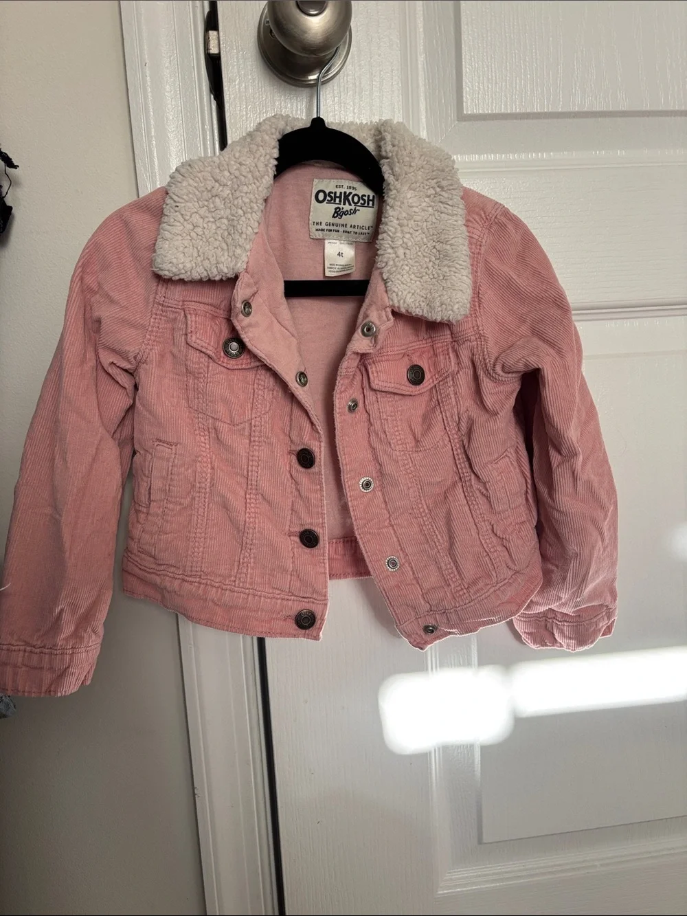 OshKosh B'gosh Pink Corduroy Jacket with Cream Sherpa Collar